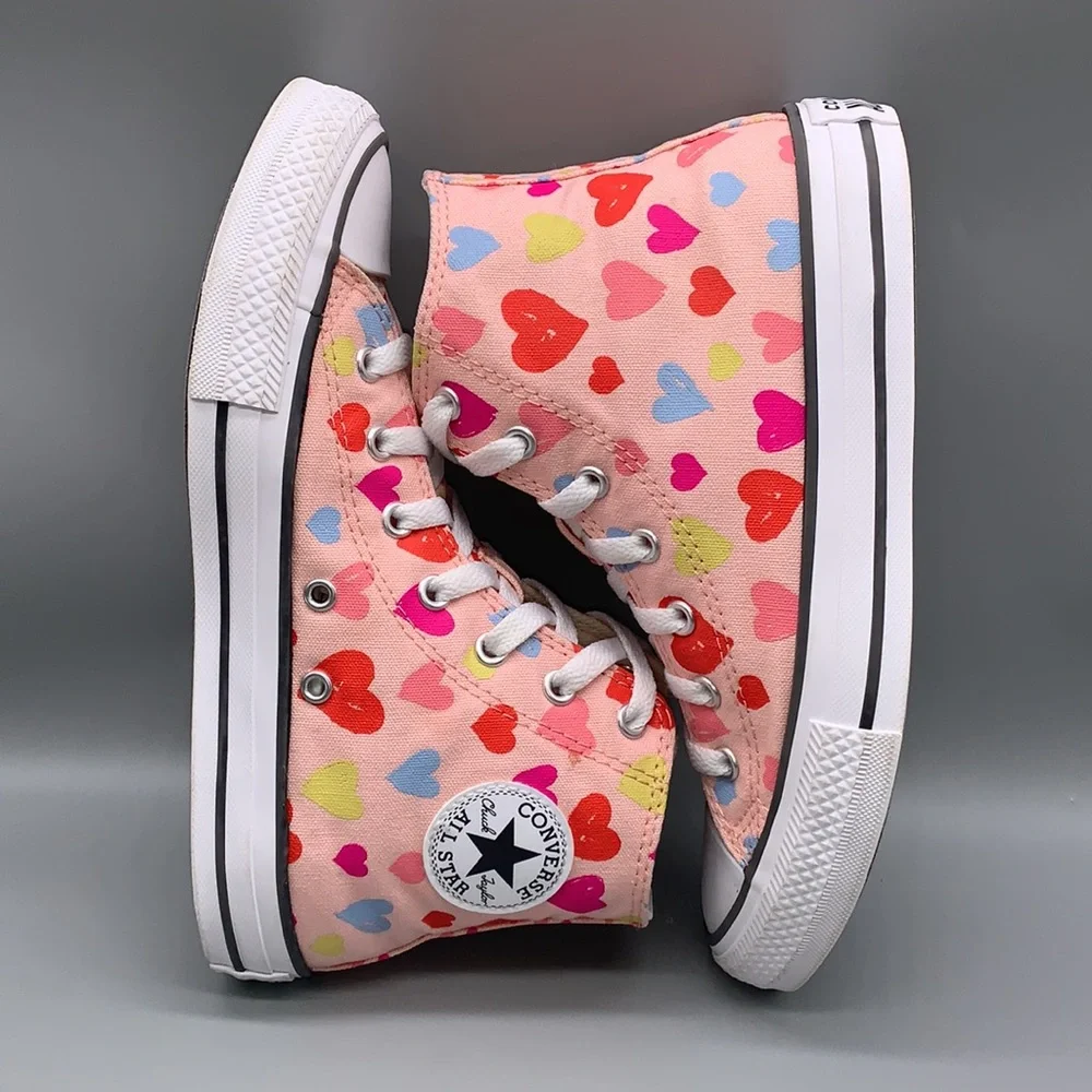 Converse Kids Sneakers - Pink with Multicolor Hearts - Picture 7 of 14